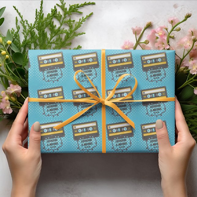 Retro Cassette Tape Pop Art Comic Book Wedding Wrapping Paper (Creator Uploaded)