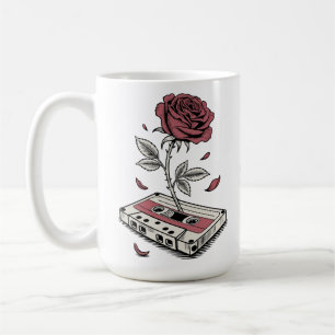 Retro Cassette Tape Rose Personalised Name  Coffee Mug