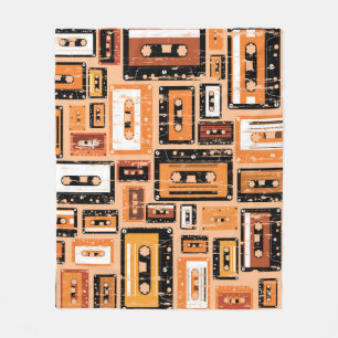 Retro Cassette Tape Seamless Pattern Fleece Blanket