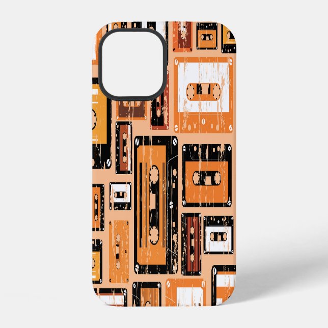 Retro Cassette Tape Seamless Pattern iPhone Case (Back)