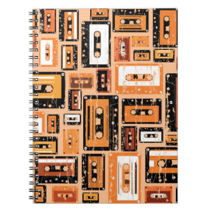 Retro Cassette Tape Seamless Pattern Notebook