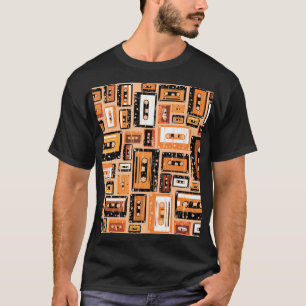 Retro Cassette Tape Seamless Pattern T-Shirt