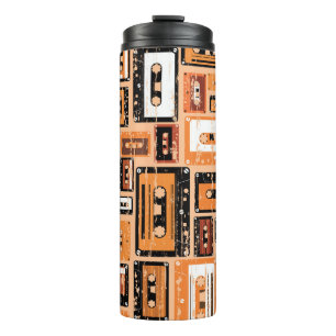 Retro Cassette Tape Seamless Pattern Thermal Tumbler