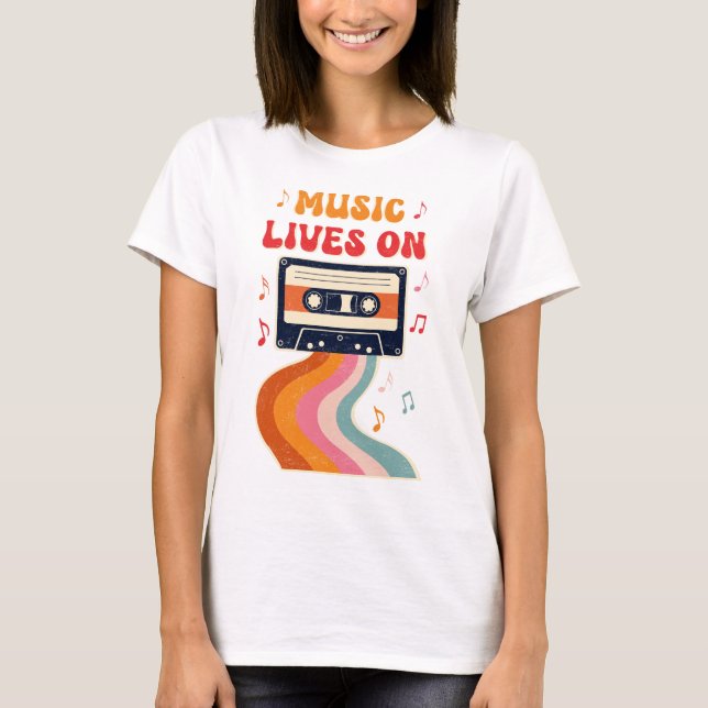 Retro Cassette Tape Shirt – Music Lives On Vintage (Front)