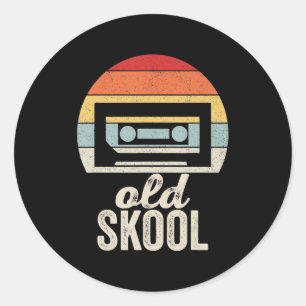 Retro Cassette Tape Shirt Old School Vintage Music Classic Round Sticker