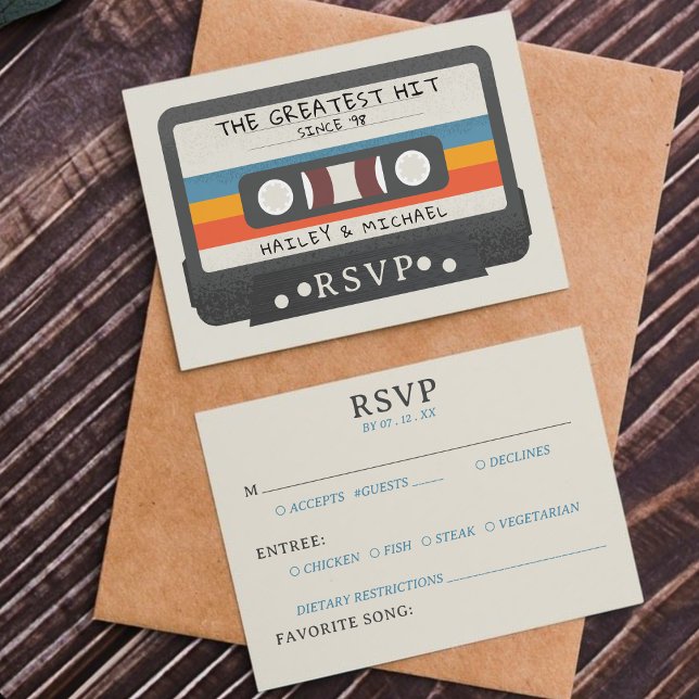 Retro Cassette Tape The Greatest Hit Wedding RSVP Card (Retro Cassette Tape The Greatest Hit Wedding RSVP)