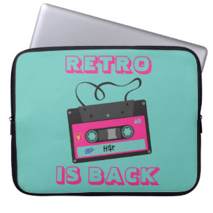 Retro cassette tape vintage green pink laptop sleeve