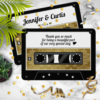 Retro Cassette Tape Wedding Favour Thank You Card