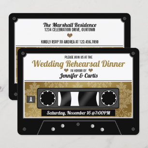 Retro Cassette Tape Wedding Rehearsal Dinner Invit Invitation