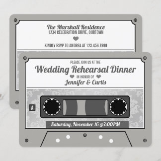 Retro Cassette Tape Wedding Rehearsal Dinner Invitation