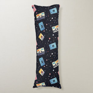 Retro Cassette Tapes in Cosmic Space Body Cushion