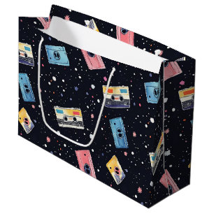 Retro Cassette Tapes in Cosmic Space Large Gift Bag