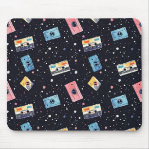 Retro Cassette Tapes in Cosmic Space Mouse Mat