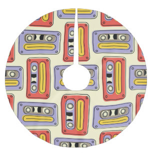Retro cassette tapes: seamless pattern. brushed polyester tree skirt