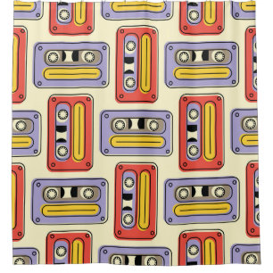 Retro cassette tapes: seamless pattern. shower curtain