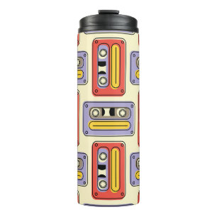 Retro cassette tapes: seamless pattern. thermal tumbler