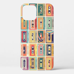 Retro Cassette Tapes Vintage Pattern. iPhone 12 Case