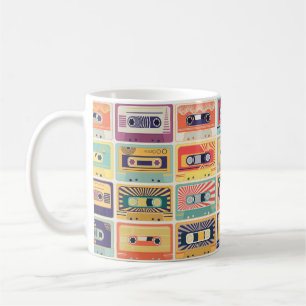 Retro Cassette Tapes Vintage Pattern. Coffee Mug