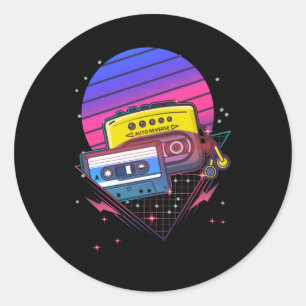 Retro Cassette Vaporwave 80s 90s Vintage Music Classic Round Sticker