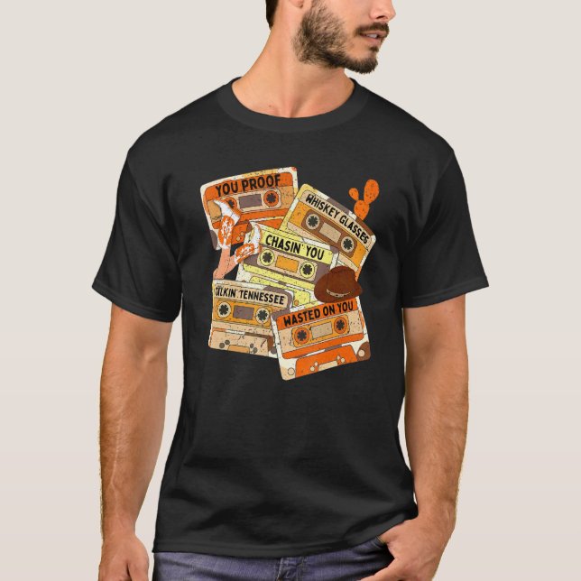 Retro Cassette Wasted On You Proof Western Country T-Shirt (Front)