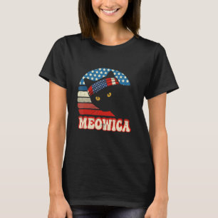 Retro Cat 4th Of July Meowica Merica Men Usa Ameri T-Shirt