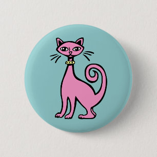 Retro Cat 6 Cm Round Badge