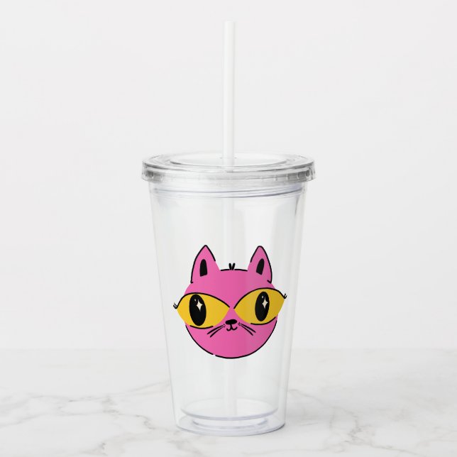 Retro Cat Acrylic Tumbler (Front)