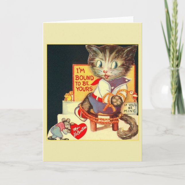 Retro Cat and Mouse Valentine's Day Card (Front)