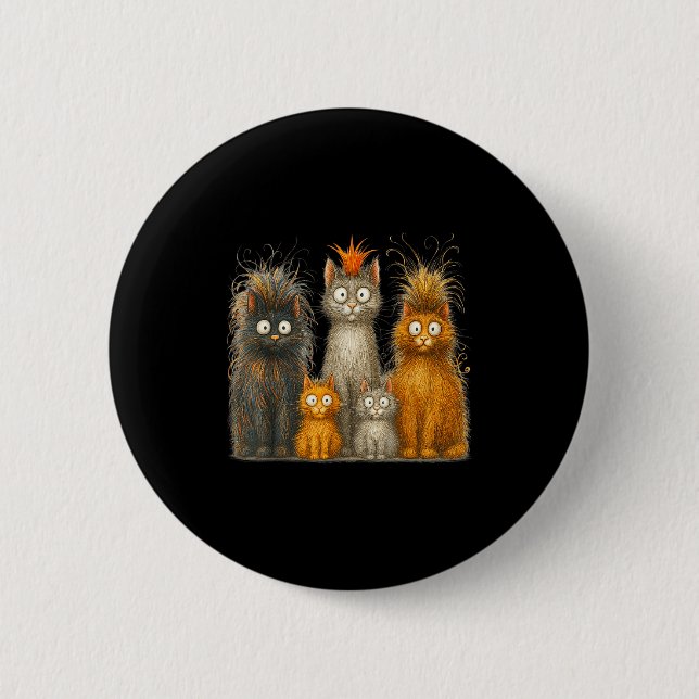 Retro Cat Art Crazy Funny Kitten Gift Men Women Bo 6 Cm Round Badge (Front)