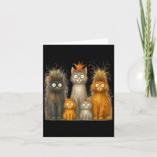 Retro Cat Art Crazy Funny Kitten Gift Men Women Bo Card