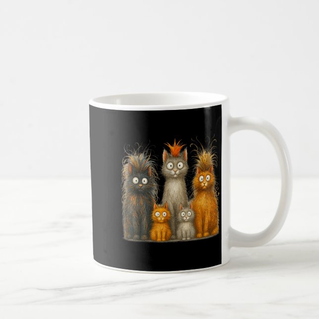 Retro Cat Art Crazy Funny Kitten Gift Men Women Bo Coffee Mug (Right)