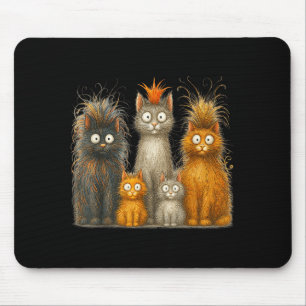 Retro Cat Art Crazy Funny Kitten Gift Men Women Bo Mouse Mat