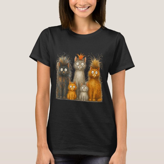 Retro Cat Art Crazy Funny Kitten Gift Men Women Bo T-Shirt (Front)