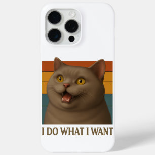 Retro Cat Attitude iPhone 15 Pro Max Case