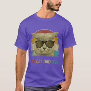 Retro Cat Best Cat Dad Ever Cat Funny Cat Daddy Ca T-Shirt