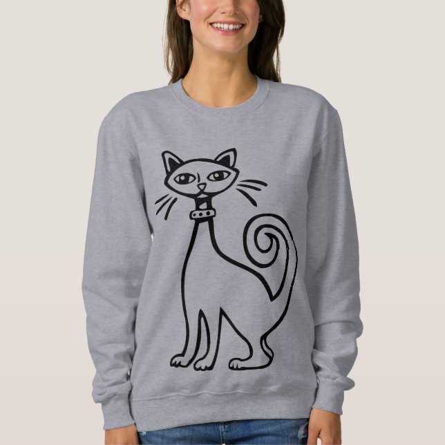 Retro Cat - Black and White Sweatshirt (Front)