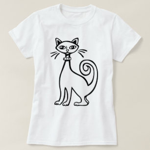Retro Cat - Black and White T-Shirt