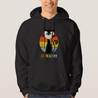 Retro Cat Black Cat Be Healthy With Face Mask Quar Hoodie