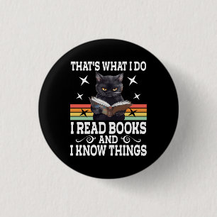 Retro Cat Books The Reader Halloween Reading Gift 3 Cm Round Badge