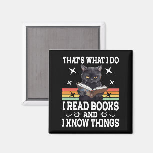 Retro Cat Books The Reader Halloween Reading Gift Magnet