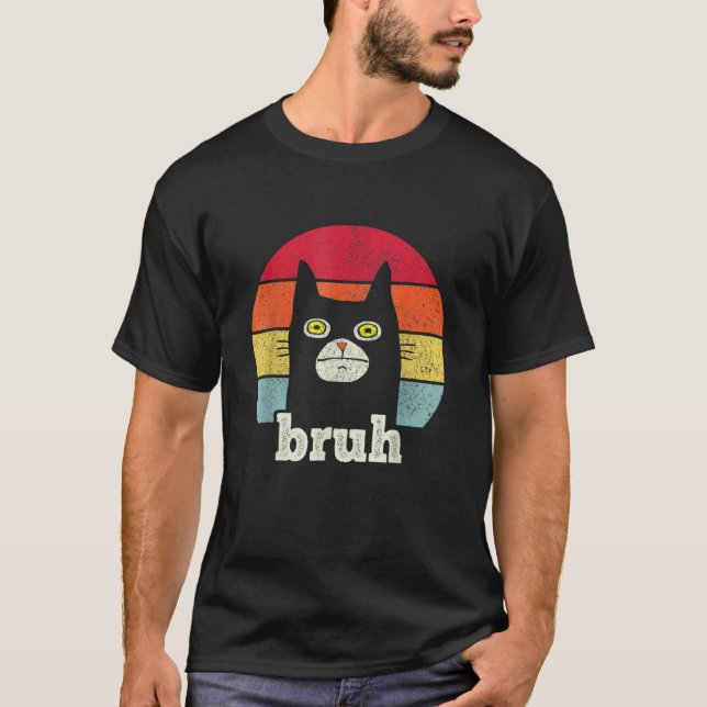 Retro Cat Bruh   Meme T-Shirt (Front)