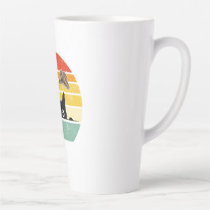 Retro Cat & Butterflies Illustration Latte Mug