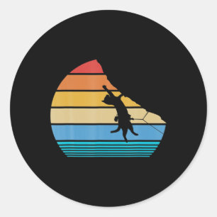 Retro Cat Climbing Meowtain Vintage Kitty Gift Roc Classic Round Sticker
