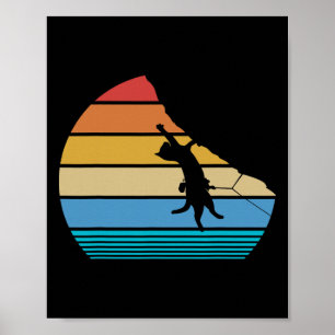 Retro Cat Climbing Meowtain Vintage Kitty Gift Roc Poster