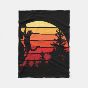 Retro Cat Climbing Meowtain Vintage Kitty Rock Cli Fleece Blanket