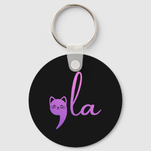 Retro Cat Comma La Kamala Harris For President 202 Key Ring