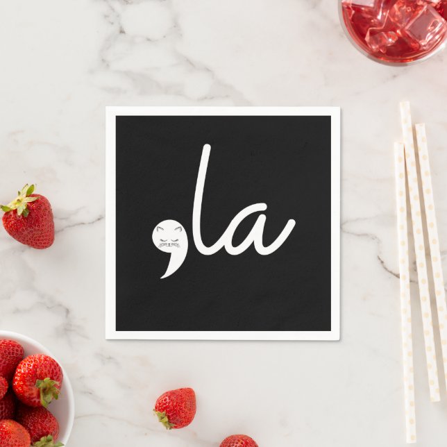 Retro Cat Comma La Kamala Harris For President 24 Napkin (Insitu)