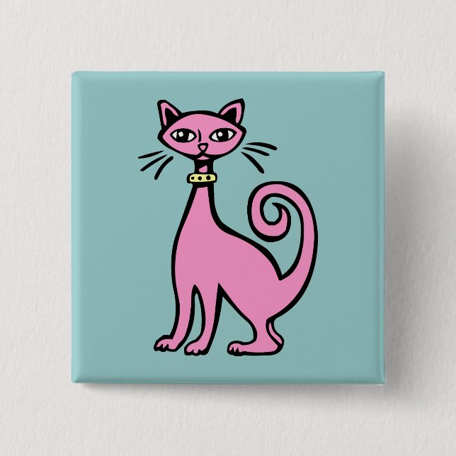 Retro Cat - Customised 15 Cm Square Badge (Front)
