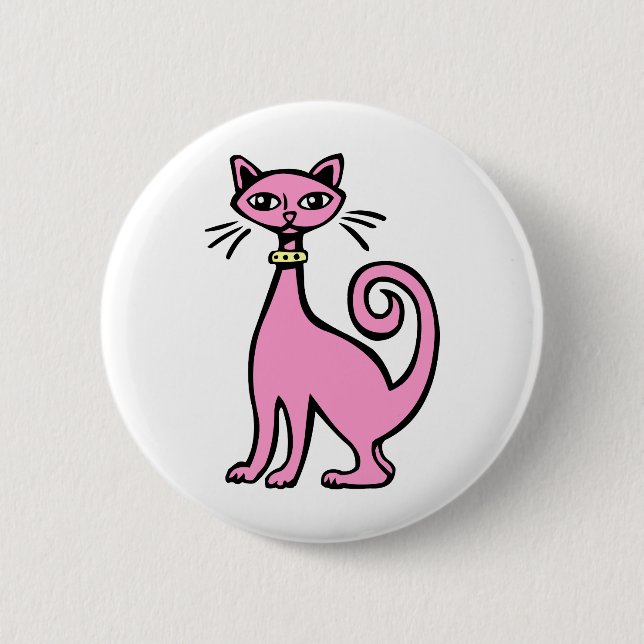 Retro Cat - Customised 6 Cm Round Badge (Front)