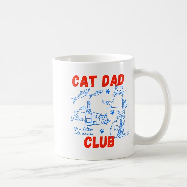 Retro Cat Dad Club Life Is Better With Cats Funny  Coffee Mug (Right)